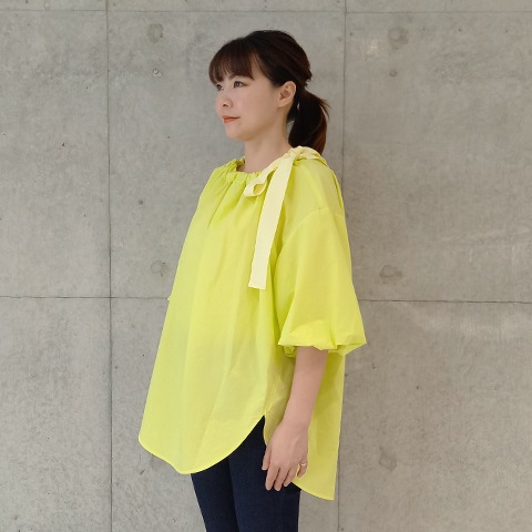 Summer コットン100タイプライターリボンブラウス 【0336790】