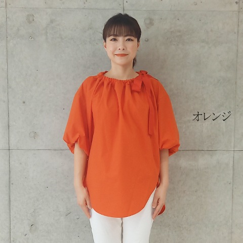 Summer コットン100タイプライターリボンブラウス 【0336790】