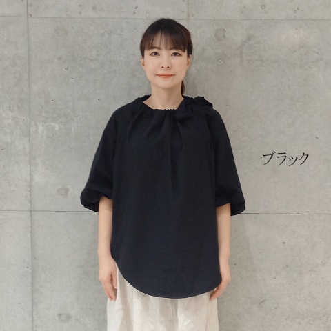 Summer コットン100タイプライターリボンブラウス 【0336790】