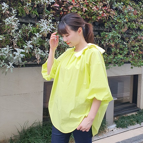 Summer コットン100タイプライターリボンブラウス 【0336790】