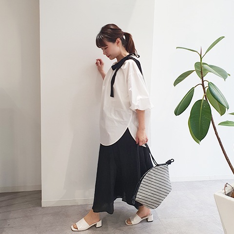 Summer コットン100タイプライターリボンブラウス 【0336790】