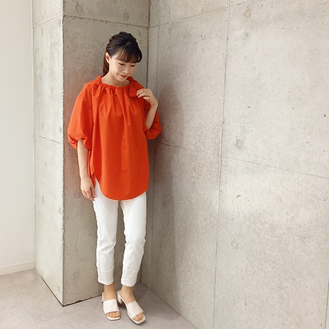 Summer コットン100タイプライターリボンブラウス 【0336790】