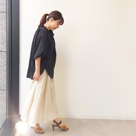 Summer コットン100タイプライターリボンブラウス 【0336790】