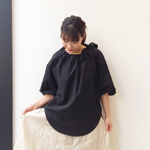 Summer コットン100タイプライターリボンブラウス 【0336790】