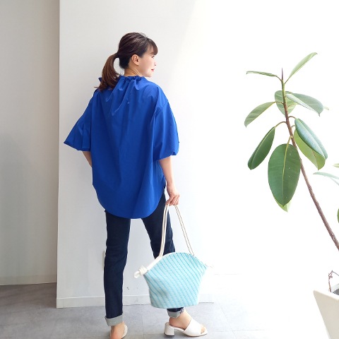 Summer コットン100タイプライターリボンブラウス 【0336790】