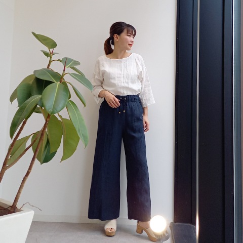 Summer 1/40フレンチリネンキャンパスワッシャーベイカーワイドパンツ【6232790-36】