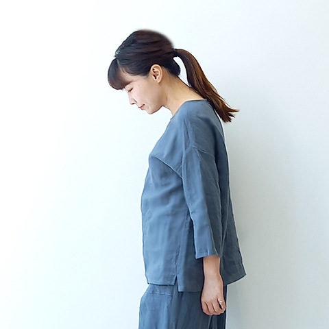 Summer 1/40フレンチリネンキャンパスワッシャー七分袖プルオーバー【0230796-32】