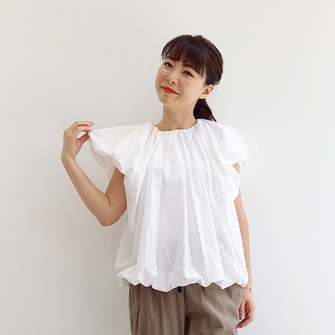 2024 Summer コットン100タイプライターフリルショートブラウス【0334791】