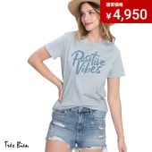 アウトレット TRES BIEN トレビアン POSITIVE VIBES Tシャツ LIGHT BLUE Sサイズ Mサイズ Lサイズ XLサイズ plussize|LA BODY SALE