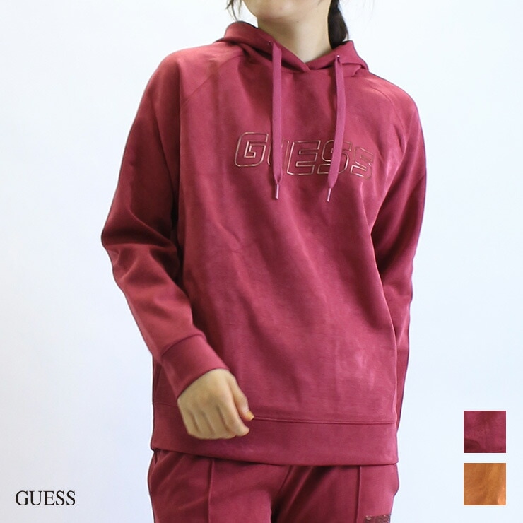 アウトレット GUESS ゲス スエード風 フーディー パーカー