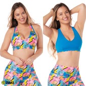 アウトレット ZUMBA ズンバ 正規品 ZUMBA X HELLO KITTY & FRIENDS ハローキティ コラボ 総柄 リバーシブル ブラトップ BLUE MULTI XSサイズ Sサイズ 