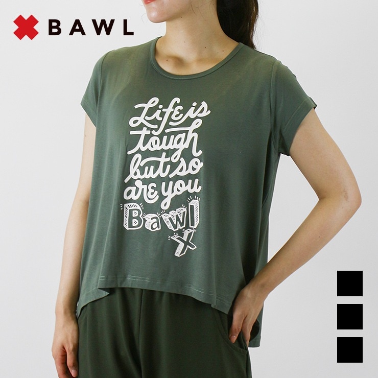 BAWL ボウル Tシャツ ロゴ プリント ブラック バイオレット