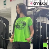 ANNILUCE アニールーチェ Tシャツ エクササイズ フィットネス ジム スポーツ ダンス ヨガ ウェア ブラック グリーン パープル|新着商品