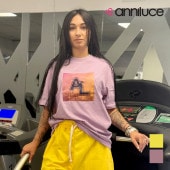 ANNILUCE アニールーチェ Tシャツ エクササイズ フィットネス ジム スポーツ ダンス ヨガ ウェア イエロー パープル|新着商品