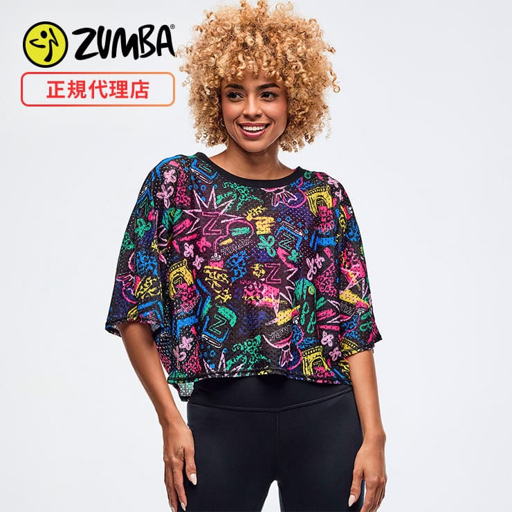 ZUMBA メッシュTシャツ 正規品　Ｍサイズ ZUMBA ズンバ 正規品 レディース Tシャツ メッシュ グラフィック