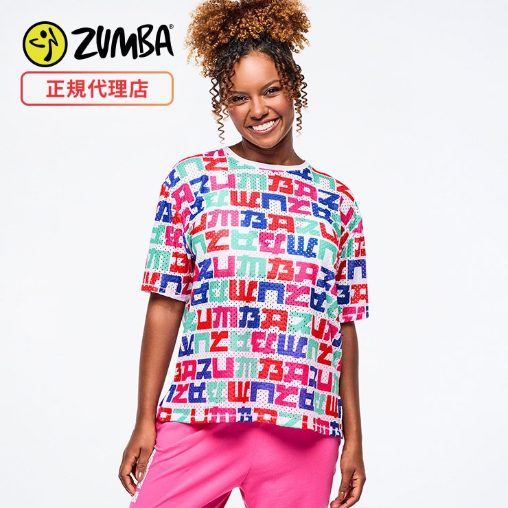 ZUMBA ズンバ 正規品 ウェア レディース トップス 半袖 総柄 カラフル