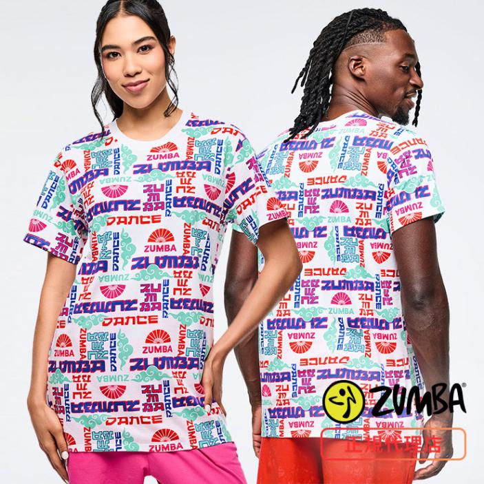 ZUMBA ズンバ 正規品 ウェア ユニセックス Tシャツ ロゴ 総柄 カラフル
