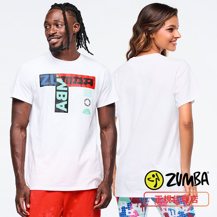 ズンバ　ZUMBA トップス　Tシャツ　M 正規品　公式 ZUMBA ズンバ 正規品 ウェア ユニセックス Tシャツ 白T ロゴ