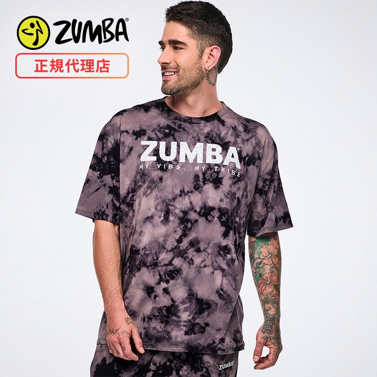 ZUMBA タイダイ Tシャツ Mサイズ ZUMBA ズンバ 正規品 ウェア メンズ Tシャツ 半袖 タイダイ 総柄 ロゴ