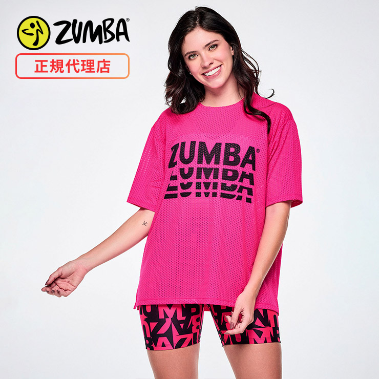 【新作・正規品】ZUMBAメッシュ S ZUMBA ズンバ 正規品 ウェアレディース トップス 半袖 丸首 ロゴ