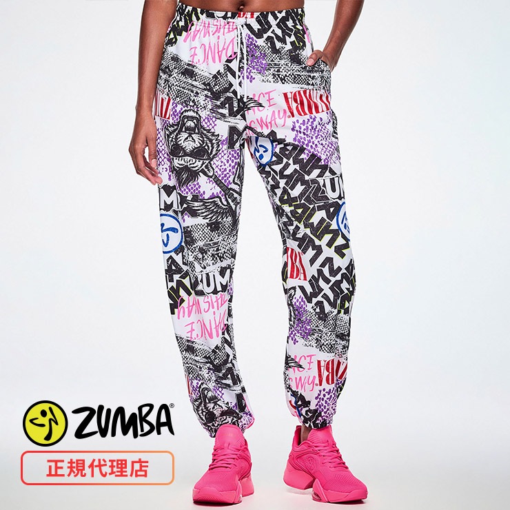 ZUMBAウエア　パンツ　Sサイズ ZUMBA ズンバ 正規品 ウェア レディース スラウチパンツ 総柄 ロゴ