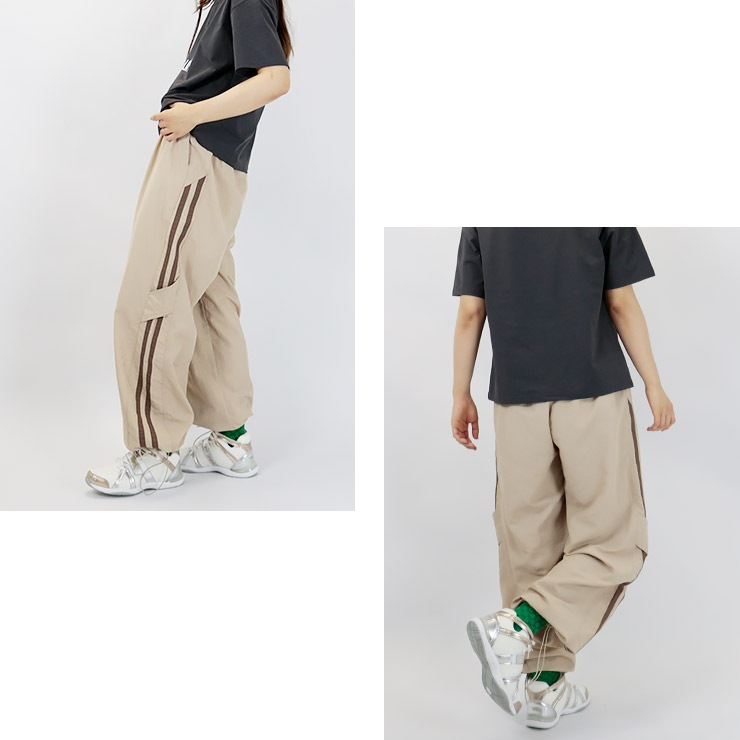 K-collection ラインパンツ ワイド ストレート ボトム ロング 韓国