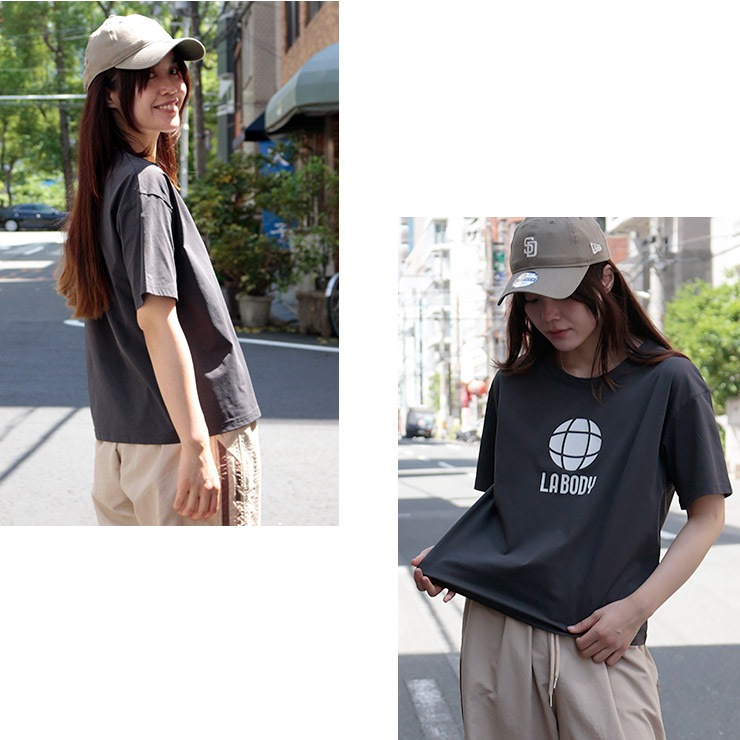 LA BODY ICONIC Tシャツ 半袖 吸水速乾 吸汗速乾 コンパクト ロゴ