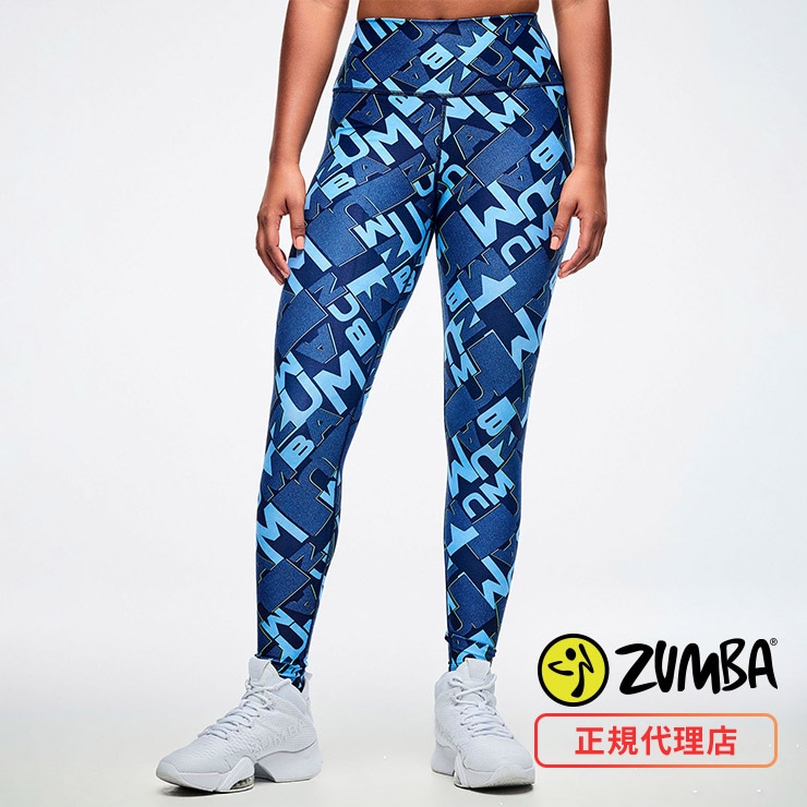 ZUMBA ズンバ 正規品 ウェア レディース レギンス 総柄 ロゴ アンクル