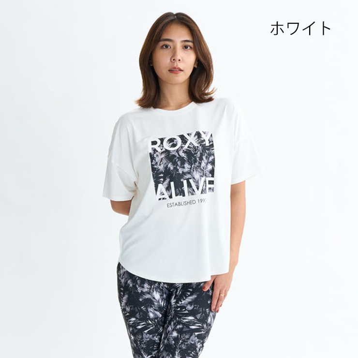 ROXY �������� T����� ��˥��å��� Ⱦµ ®�� UV ���� ������������ �ե��åȥͥ� ���� ���ݡ��� ���� �襬 ������ �֥�å� �ۥ磻�� �ԥ� RST254522