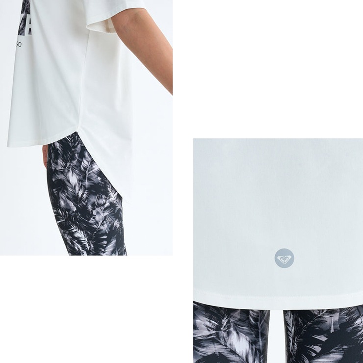 ROXY �������� T����� ��˥��å��� Ⱦµ ®�� UV ���� ������������ �ե��åȥͥ� ���� ���ݡ��� ���� �襬 ������ �֥�å� �ۥ磻�� �ԥ� RST254522