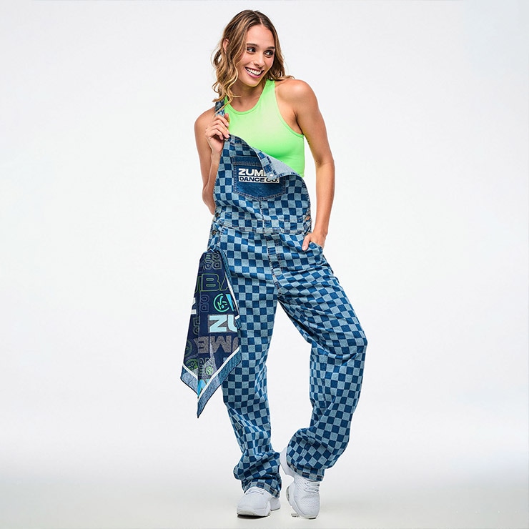 ズンバ正規品　オーバーオール　XS ZUMBA ズンバ 正規品 ウェア レディース オーバーオール 格子柄