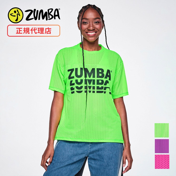 新品　ZUMBA ズンバ　ダンス　ウェア　メッシュ　Tシャツ　M ZUMBA ズンバ 正規品 ウェアレディース トップス 半袖 丸首 ロゴ