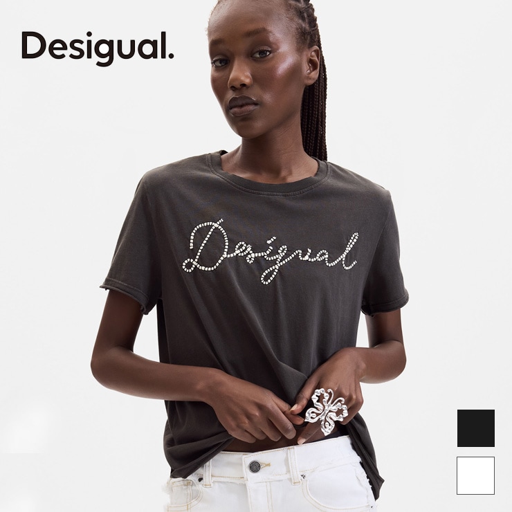Desigual ������ �ǥ������� T����� Ⱦµ ���� �� ���åȥ� �ɽ� ���롼�ͥå� �쥮��顼�ե��å� ������ơ���Ĵ ��ǥ�����  ������������  �ե��åȥͥ� ���� ���ݡ��� ���� �襬 ������ �֥�å� �ۥ磻�� 26WWTK39