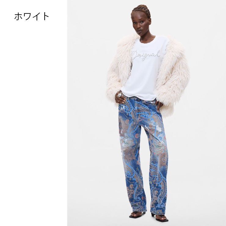 Desigual ������ �ǥ������� T����� Ⱦµ ���� �� ���åȥ� �ɽ� ���롼�ͥå� �쥮��顼�ե��å� ������ơ���Ĵ ��ǥ�����  ������������  �ե��åȥͥ� ���� ���ݡ��� ���� �襬 ������ �֥�å� �ۥ磻�� 26WWTK39