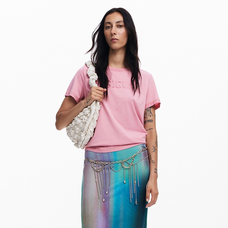 Desigual ǥ T Ⱦµ 롼ͥå 100% ֥å ԥ  եåȥͥ  ݡ  襬 