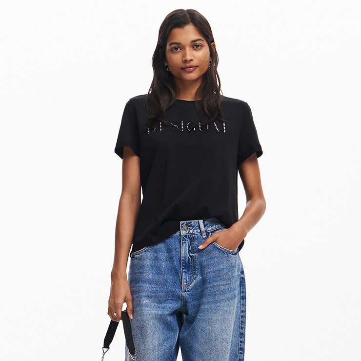 Desigual ǥ T Ⱦµ 롼ͥå 100% ֥å ԥ  եåȥͥ  ݡ  襬 