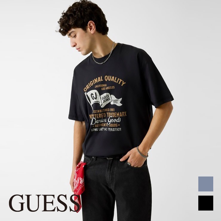GUESS ������ ���� T����� Ⱦµ  ��ǥ����� ��˥��å��� ������ơ����饤�� ����ե��å� ���� ������������ �ե��åȥͥ� ���� ���ݡ��� ���� �襬 ������ �֥�å� �֥롼 M6GIB8K8FQ4