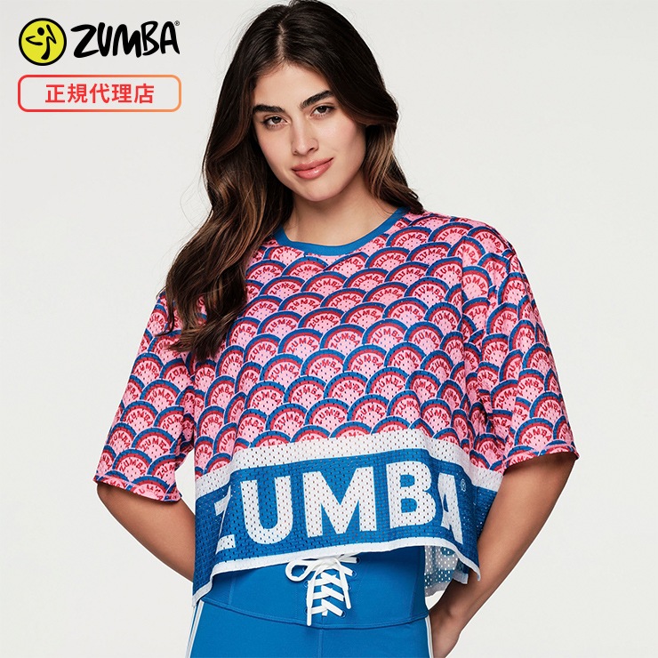アウトレット ZUMBA ズンバ 正規品 RETRO BEAT MESH CROP Tシャツ