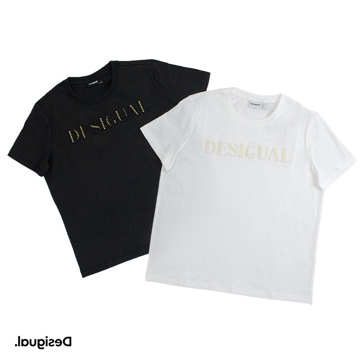 Desigual ǥ DUBLIN TEE T WHITE BLACK M L