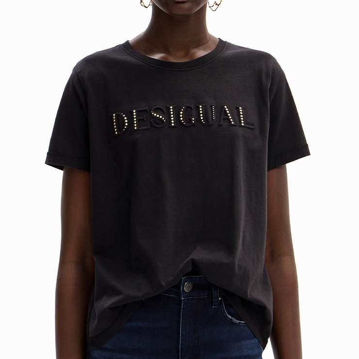 Desigual ǥ DUBLIN TEE T WHITE BLACK M L