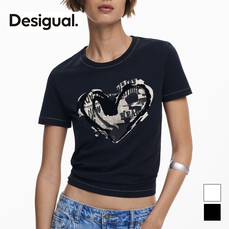 Desigual �ǥ������� T����� Ⱦµ ���롼�ͥå� ������������ �ե��åȥͥ� ���� ���ݡ��� ���� �襬 ������ �֥�å� �ۥ磻��
