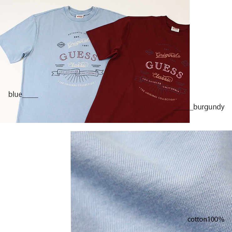 GUESS ���� Ⱦµ T����� ���åȥ�100% �֥롼 �С�����ǥ� ������������ �ե��åȥͥ� ���� ���ݡ��� ���� �襬 ������