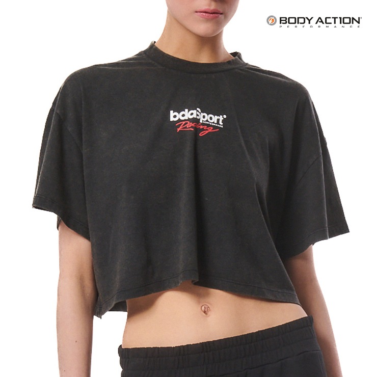 �����ȥ�å� BODY ACTION �ܥǥ���������� CROPPED LIFESTYLE T����� BLACK �֥�å� S������ ���ݡ��ĥߥå��� ��ǥ�����