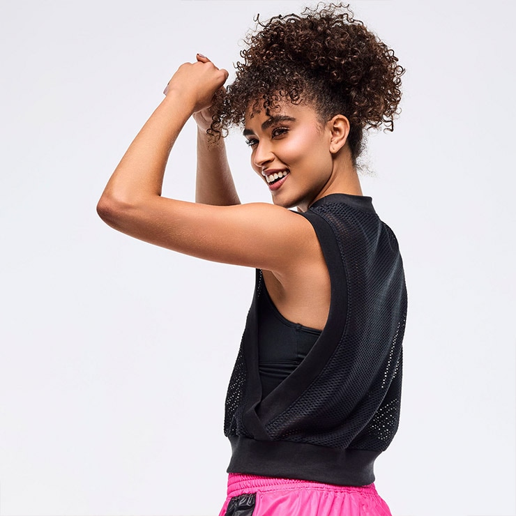 ZUMBA ズンバ 正規品 メッシュ タンクトップ クロップ オープン