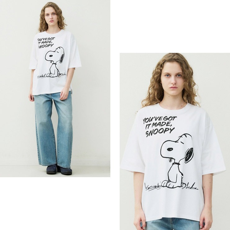 JOHNBULL ������ �����֥� T����� Ⱦµ PEANUTS SNOOPY �ԡ��ʥ� ���̡��ԡ� ��ä��� ��˥��å��� ������������ �ե��åȥͥ� ���� ���ݡ��� ���� �襬 ������ �֥�å� �ۥ磻�� JT261C01