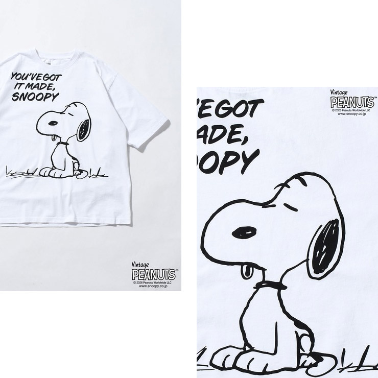 JOHNBULL ������ �����֥� T����� Ⱦµ PEANUTS SNOOPY �ԡ��ʥ� ���̡��ԡ� ��ä��� ��˥��å��� ������������ �ե��åȥͥ� ���� ���ݡ��� ���� �襬 ������ �֥�å� �ۥ磻�� JT261C01