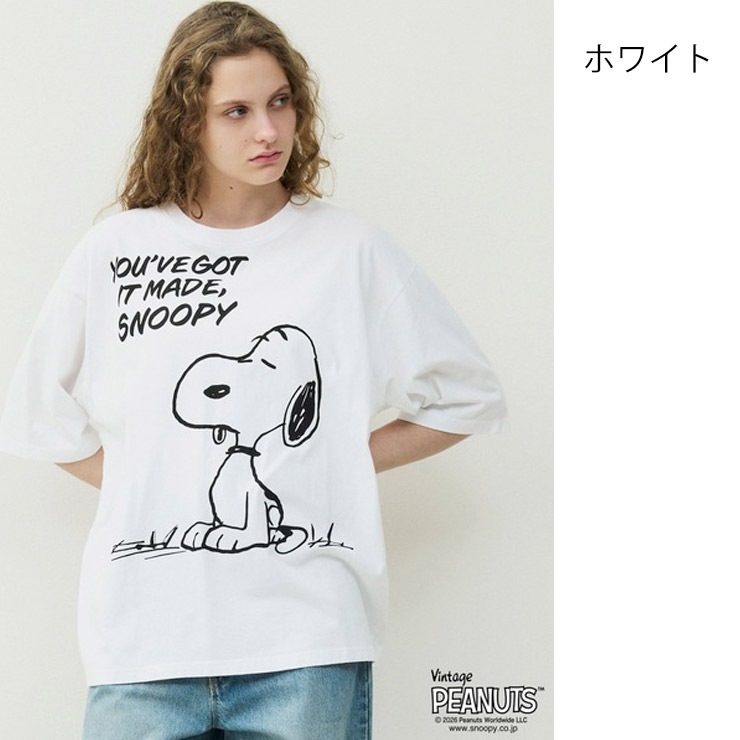 JOHNBULL ������ �����֥� T����� Ⱦµ PEANUTS SNOOPY �ԡ��ʥ� ���̡��ԡ� ��ä��� ��˥��å��� ������������ �ե��åȥͥ� ���� ���ݡ��� ���� �襬 ������ �֥�å� �ۥ磻�� JT261C01