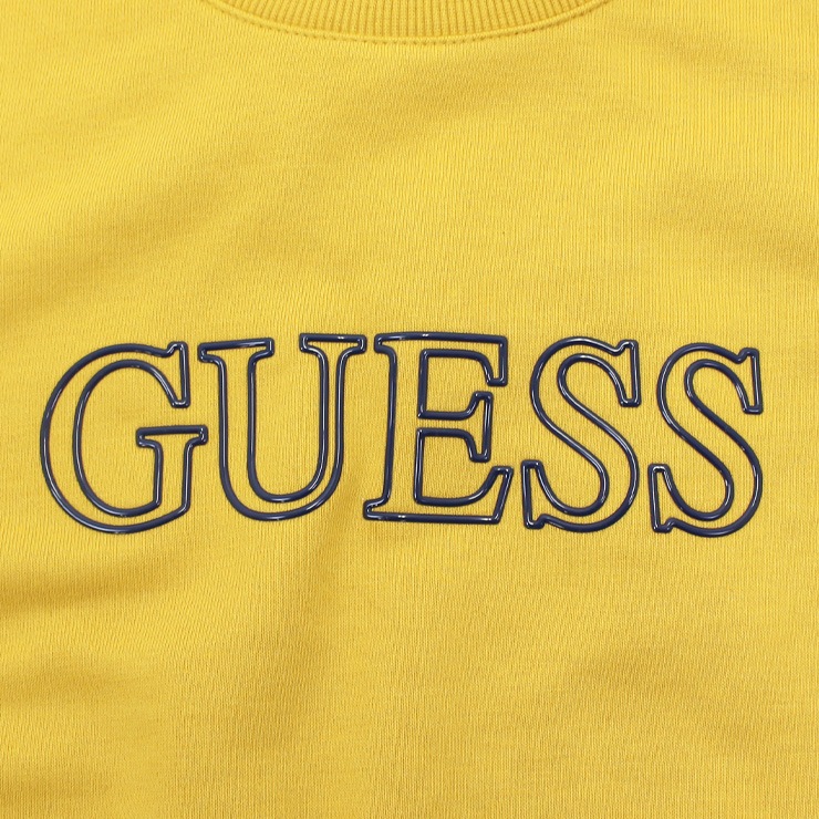 ȥå GUESS  ȥ饤  롼ͥå å SWEAT SHIRT BLACK WHITE YELLOW M L