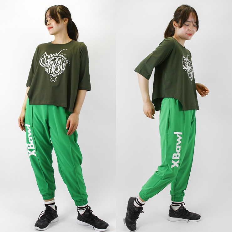 アブ　BAWL ボウルロゴスウェット アウトレット BAWL ボウル PUNO ロゴ カプリパンツ BLACK BROWN
