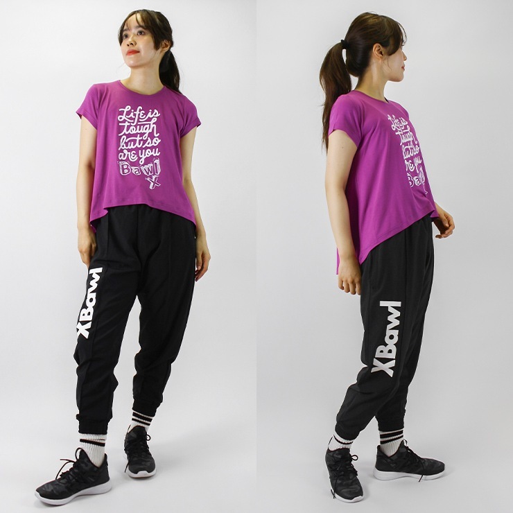 アブ BAWL ボウルロゴスウェット BAWL ボウル Tシャツ ロゴ プリント ブラック バイオレット